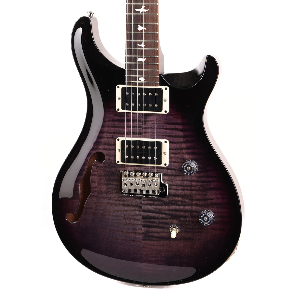 PRS CE 24 Semi-Hollow Faded Purple with Black Wrap and Satin Black Neck — 7
