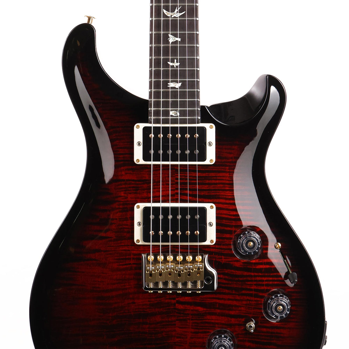 PRS Custom 24 Piezo 10-Top Fire Red with Black Wrap Burst — 6