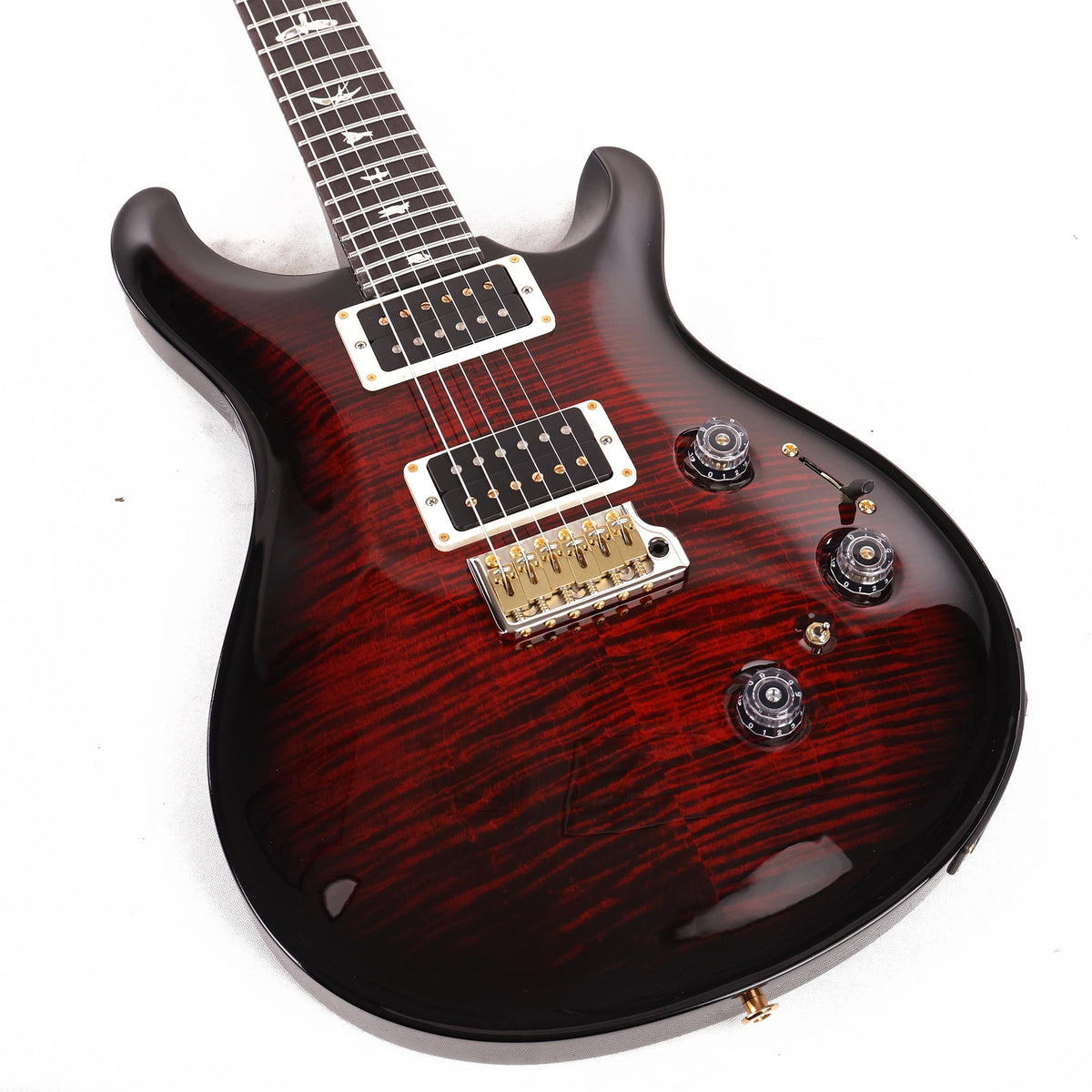 PRS Custom 24 Piezo 10-Top Fire Red with Black Wrap Burst — 8