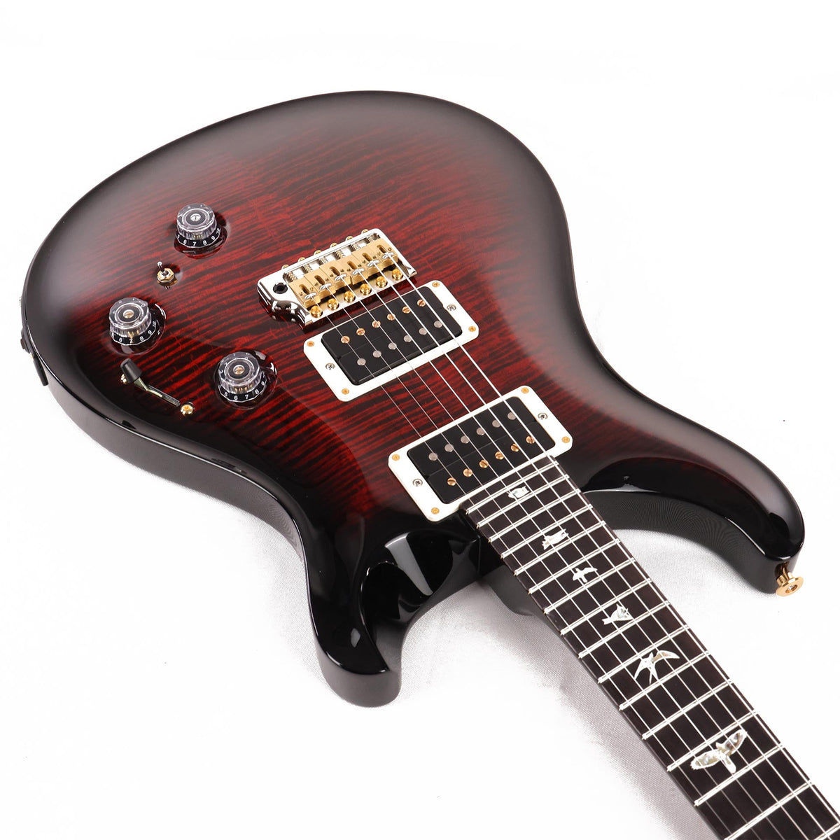 PRS Custom 24 Piezo 10-Top Fire Red with Black Wrap Burst — 9