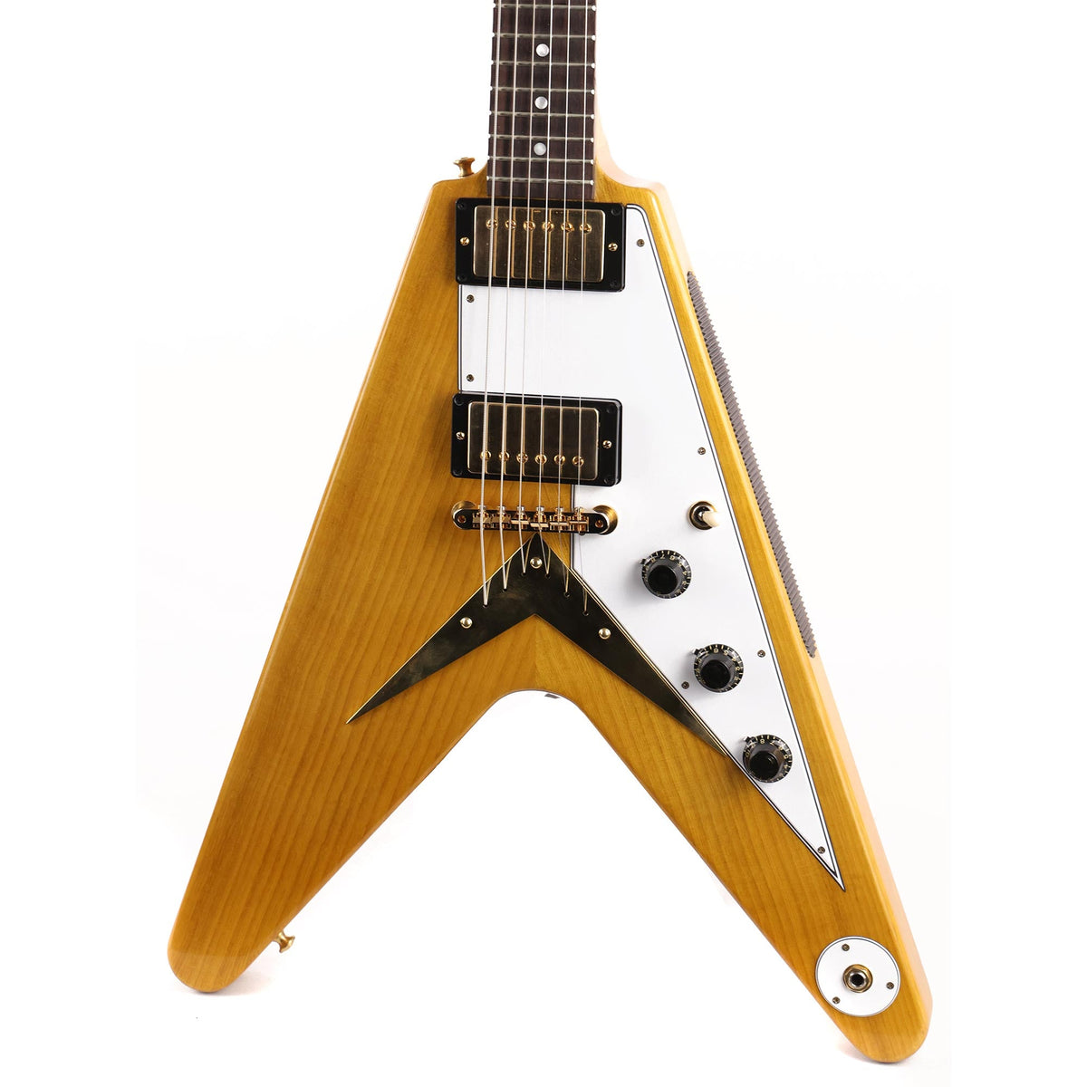 Gibson Custom Shop 1958 Korina Flying V Reissue White Pickguard Natural — 7