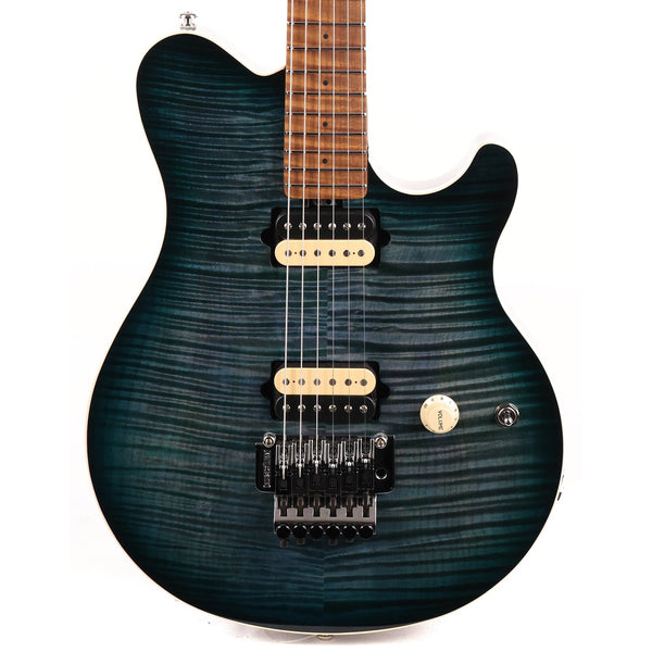 Ernie Ball Music Man Axis Guitar Yucatan Blue Flame Top