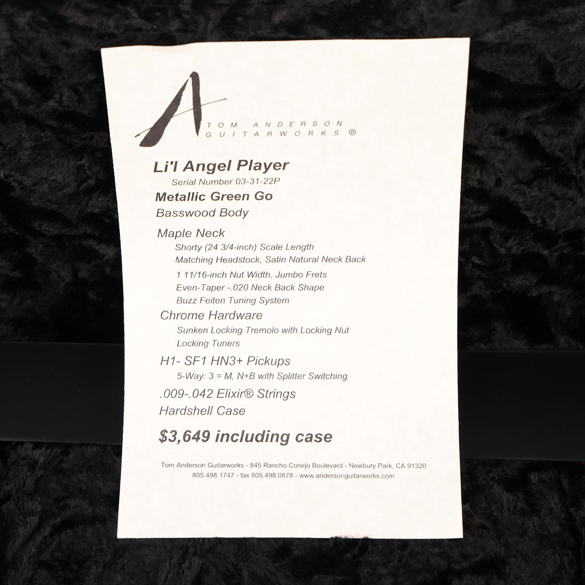 Tom Anderson Lil Angel Player Metallic Green — 8