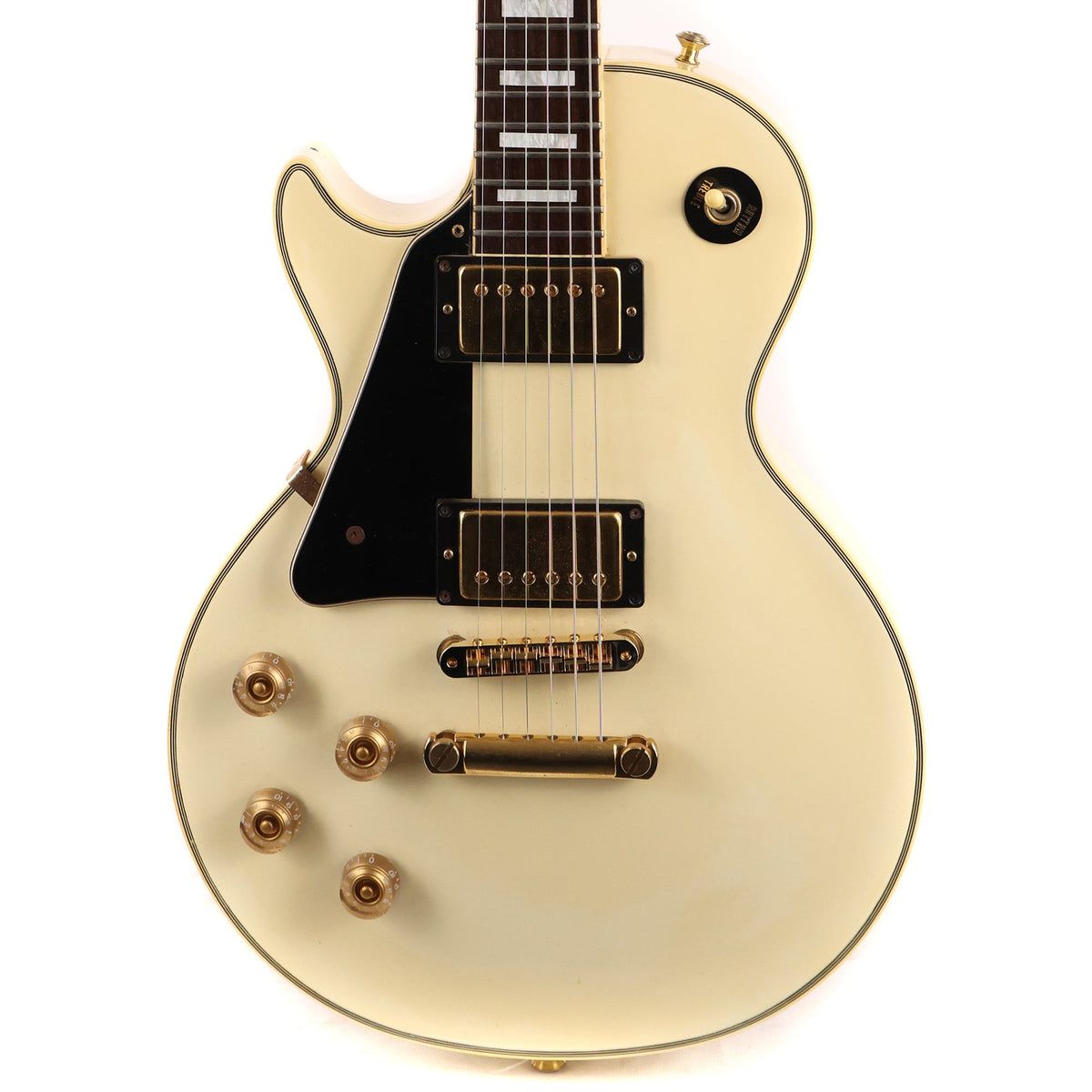 Greco Single-Cut Left-Handed White with Gold Hardware | The Music Zoo