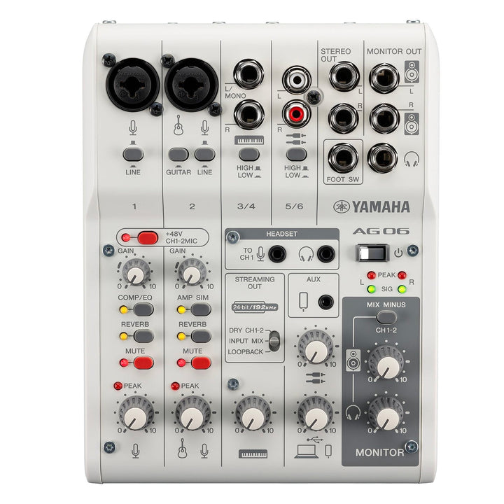 Yamaha AG06MK2 6-Channel Mixer USB Interface White