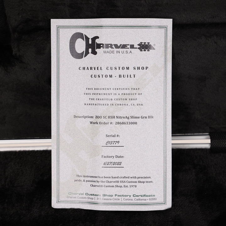 Charvel Custom Shop So Cal HSH Nitro Aged Slime Green Black Pickguard