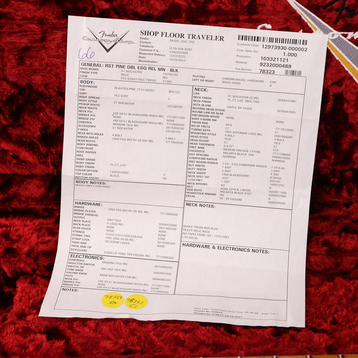 Fender Custom Shop Roasted Pine Double Esquire Relic Faded Aged Black 2023