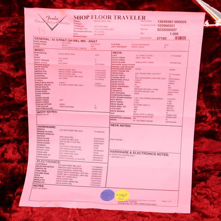 Fender Custom Shop 1955 Stratocaster Relic Aged Natural with Gold Hardware Used