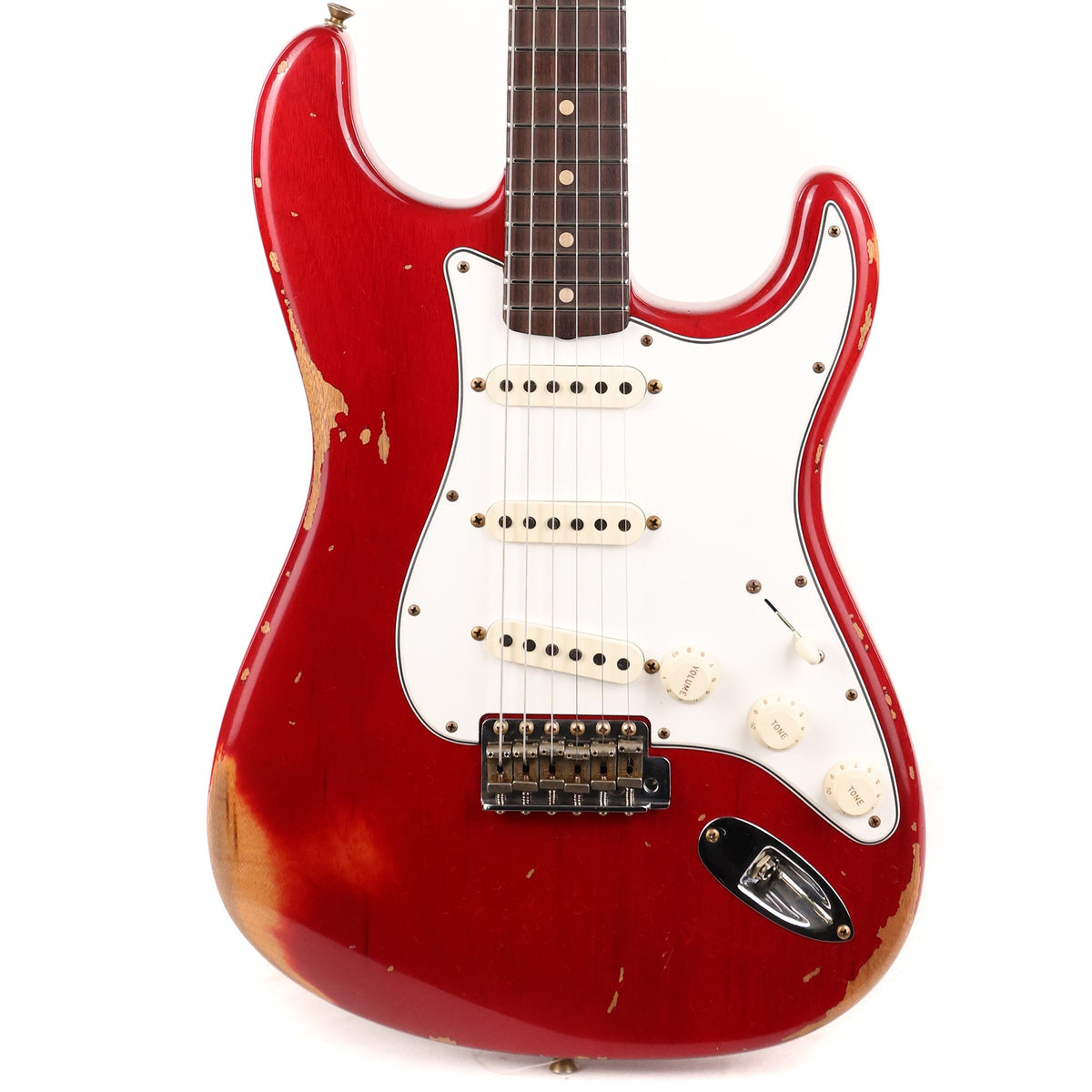 Fender Custom Shop 1963 Stratocaster Reissue Heavy Relic Crimson Transparent — 1