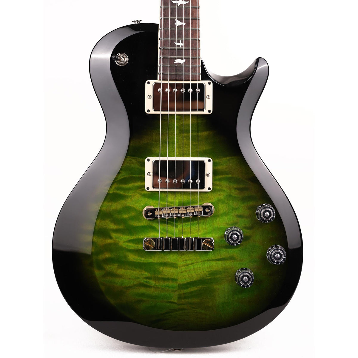 PRS S2 McCarty 594 Singlecut Quilt Top Music Zoo Exclusive Emerald Green with Black Wrap Burst — 1