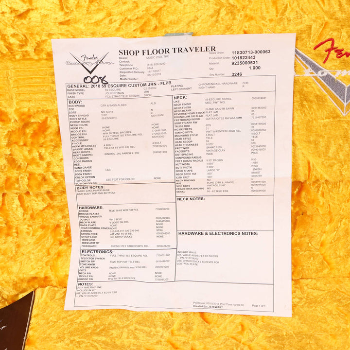 Fender Custom Shop 1959 Esquire Custom Journeyman Relic Faded Lake Placid Blue 2018