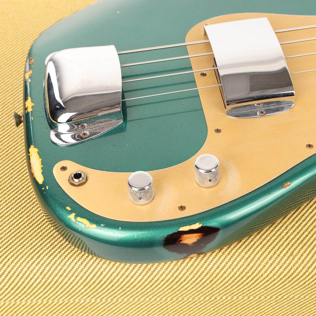 Fender Custom Shop 1958 Precision Bass Relic Aged British Racing Green over Chocolate 3-Tone Sunburst — 9