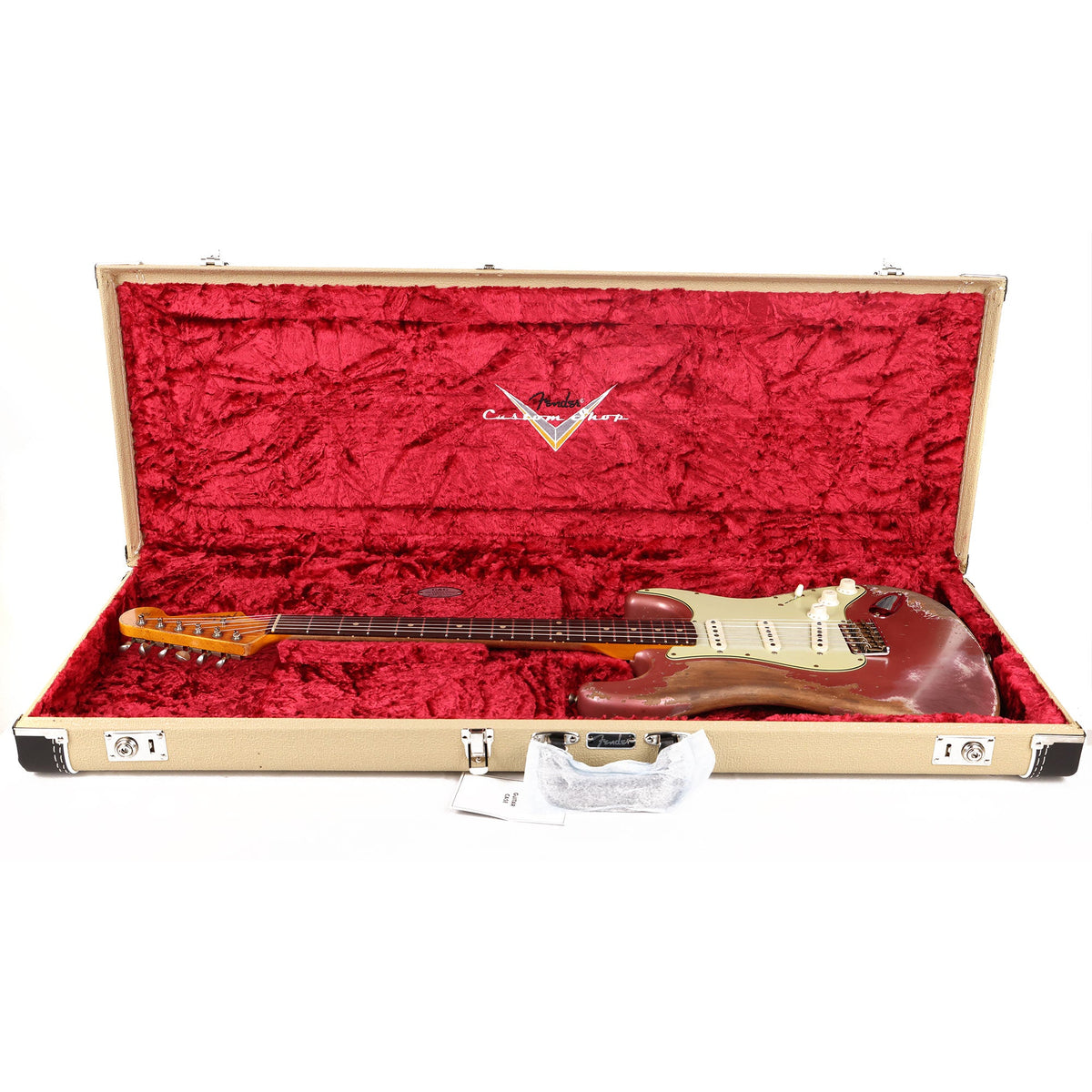 Fender Custom Shop Dual Mag II Stratocaster Super Heavy Relic Super Faded Aged Burgundy Mist Metallic Used — 12