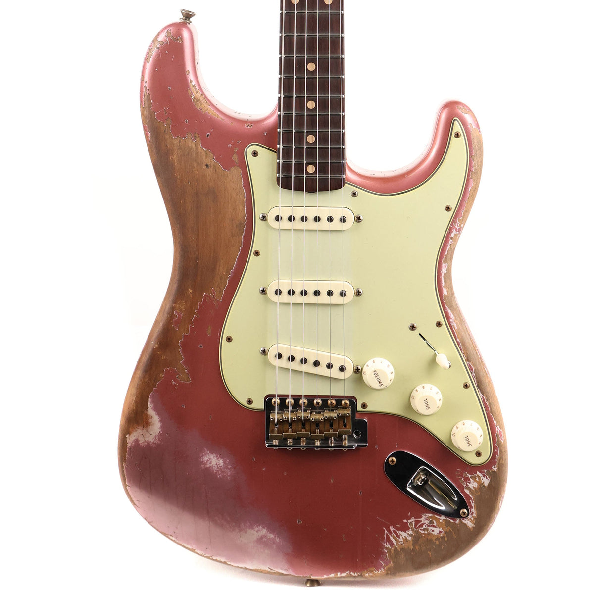 Fender Custom Shop Dual Mag II Stratocaster Super Heavy Relic Super Faded Aged Burgundy Mist Metallic Used — 1