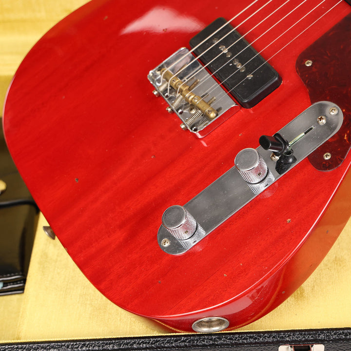 Fender Custom Shop Michigan Mahogany P-90 Telecaster Super Faded Crimson Transparent