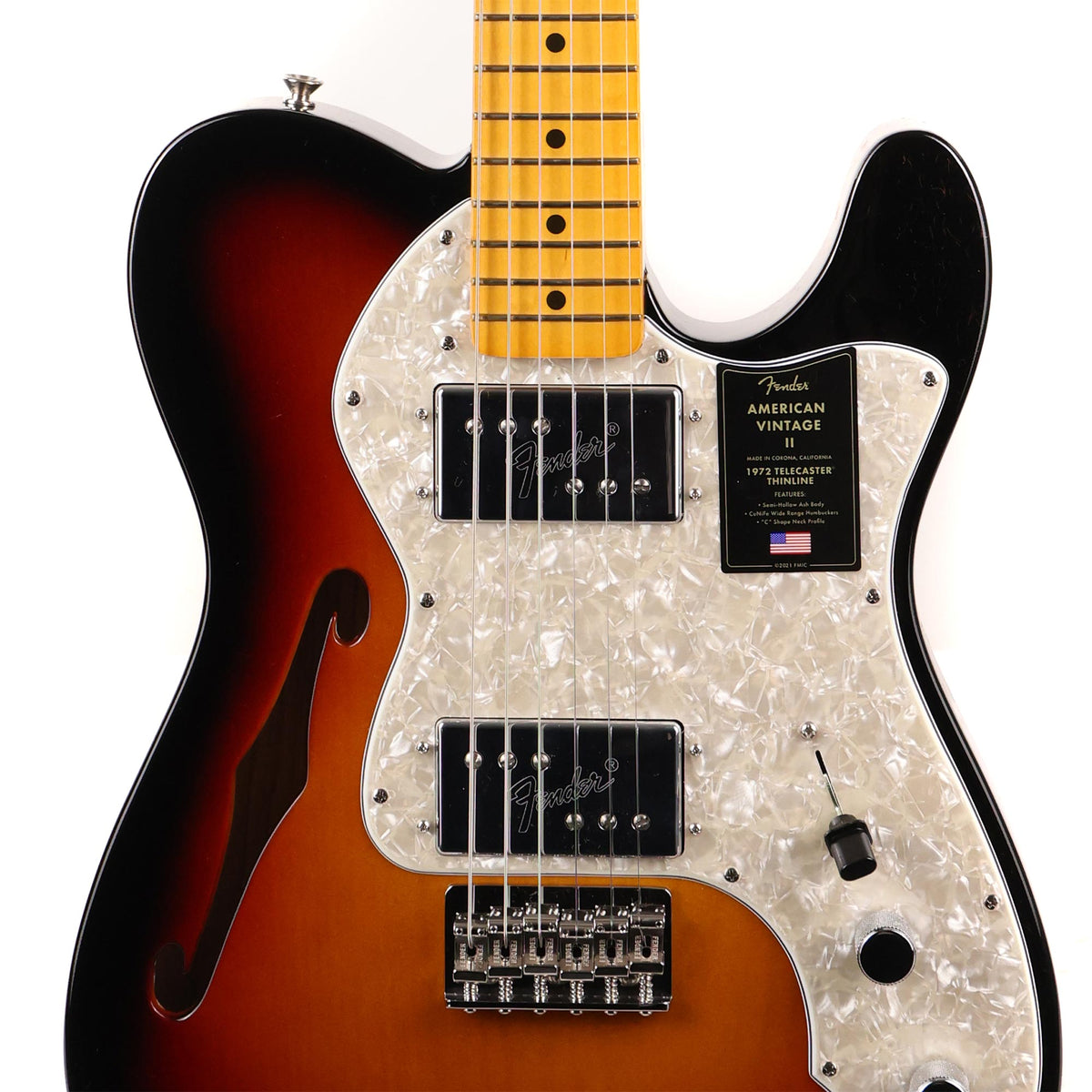 Fender American Vintage II 1972 Telecaster Thinline 3-Tone Sunburst — 6
