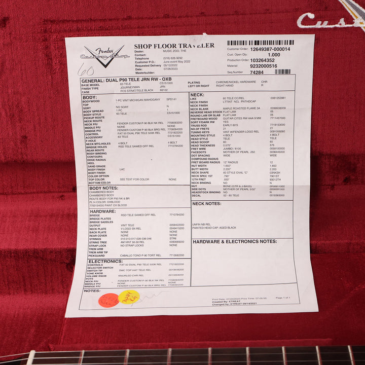 Fender Custom Shop Michigan Mahogany P-90 Telecaster Journeyman Relic Oxblood