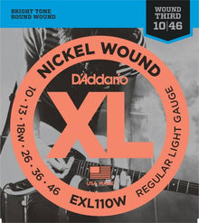 D'Addario Nickel Wound Electric Strings (Regular 10-46 Wound 3rd)
