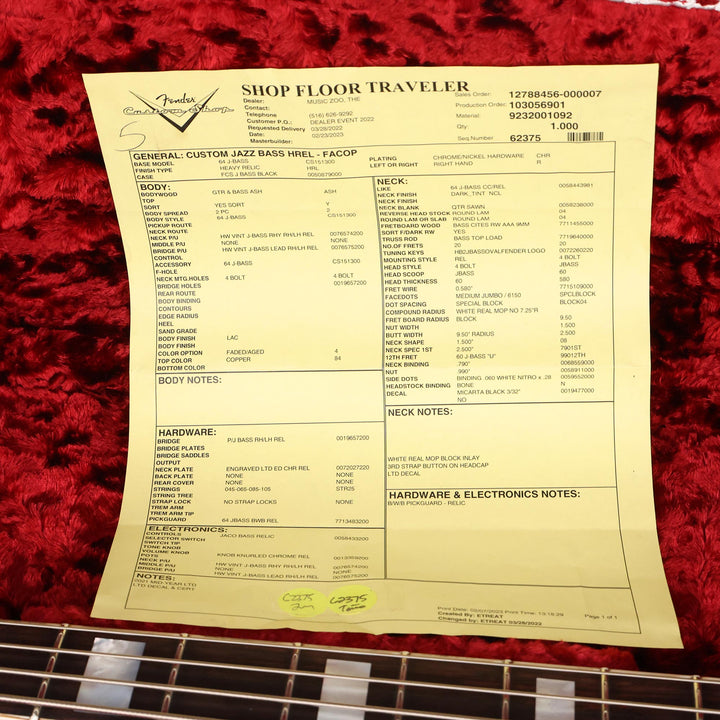 Fender Custom Shop Jazz Bass Heavy Relic Faded Aged Copper