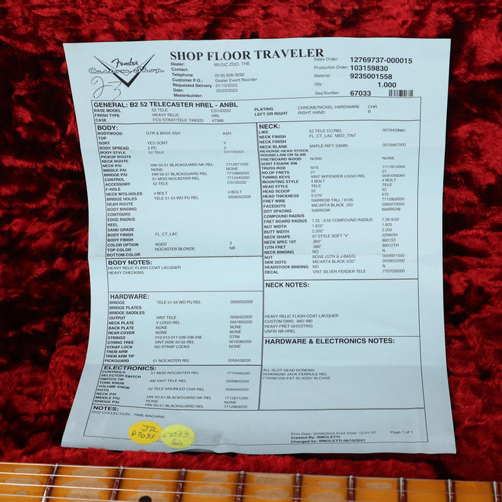 Fender Custom Shop 1952 Telecaster Heavy Relic Aged Nocaster Blonde 2023