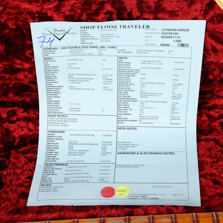 Fender Custom Shop 1950 Double Esquire Super Heavy Relic Faded Inca Silver