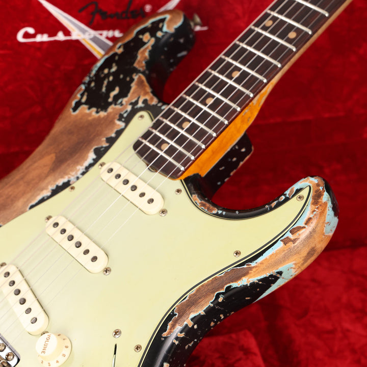 Fender Custom Shop 1959 Stratocaster Super Heavy Relic Faded Aged Black over Daphne Blue