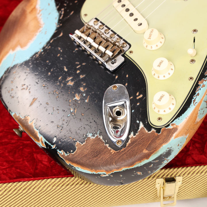 Fender Custom Shop 1959 Stratocaster Super Heavy Relic Faded Aged Black over Daphne Blue