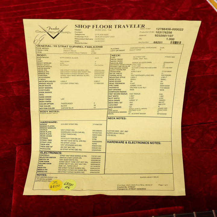 Fender Custom Shop 1959 Stratocaster Super Heavy Relic Faded Aged Black over Daphne Blue