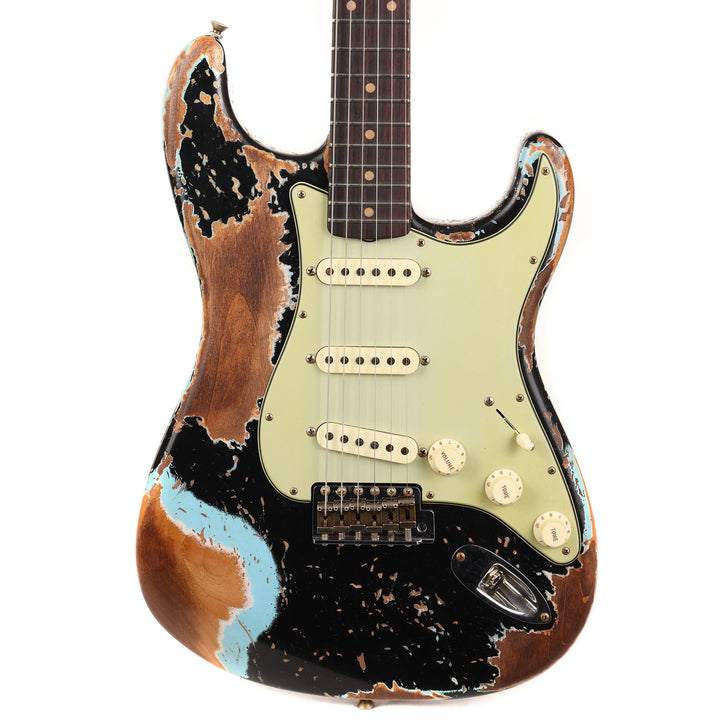 Fender Custom Shop 1959 Stratocaster Super Heavy Relic Faded Aged Black over Daphne Blue