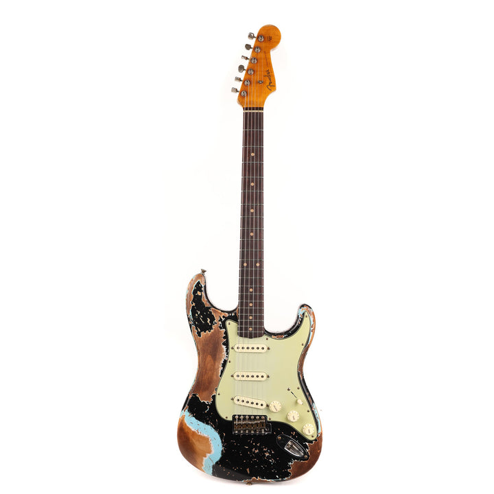 Fender Custom Shop 1959 Stratocaster Super Heavy Relic Faded Aged Black over Daphne Blue