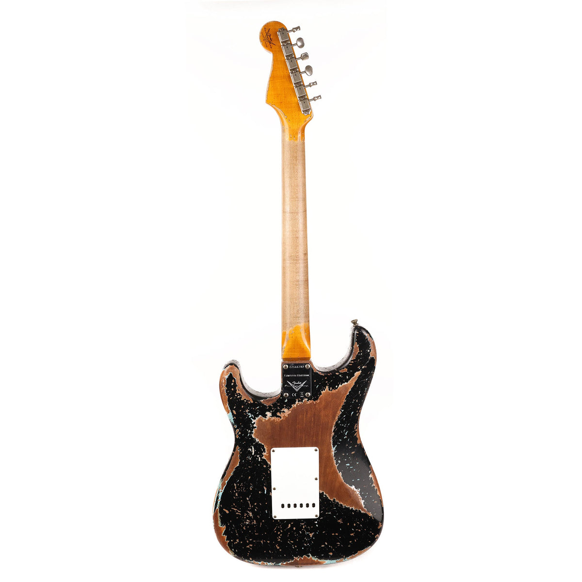 Fender Custom Shop 1959 Stratocaster Super Heavy Relic Faded Aged Black over Daphne Blue — 3