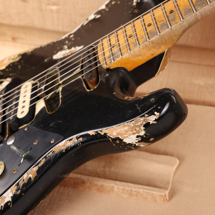 Fender Custom Shop 1957 Stratocaster Masterbuilt Andy Hicks Music Zoo Hacksaw Relic Black over Yellow