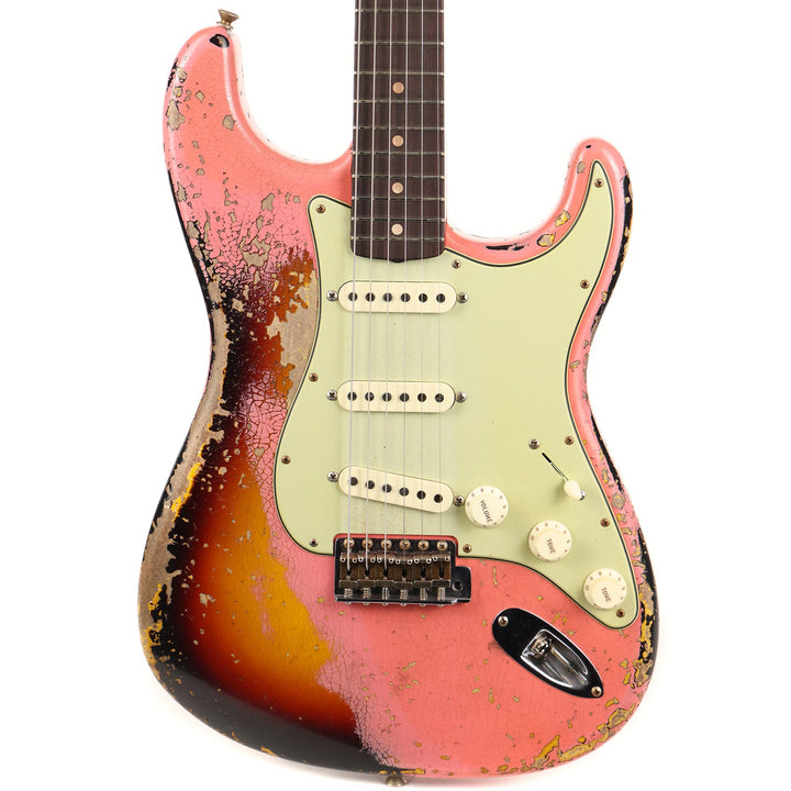 Fender Custom Shop Limited Edition 60/63 Stratocaster Super Heavy Relic Faded Aged Fiesta Red over 3-Tone Sunburst 2023