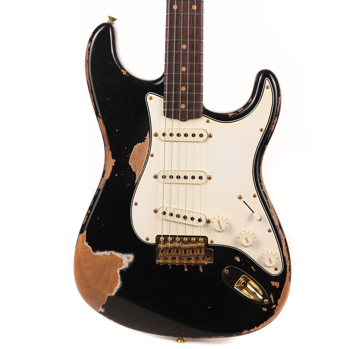 Fender Custom Shop 1960s Stratocaster Ultimate Relic Black with Gold Hardware Masterbuilt David Brown — 1