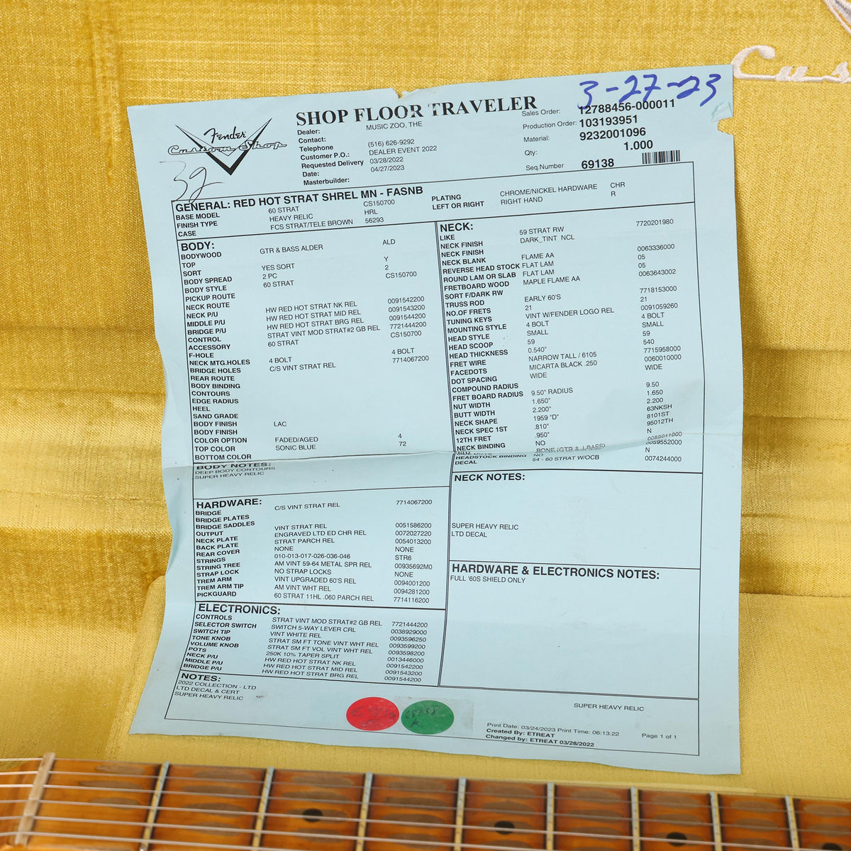 Fender Custom Shop Red Hot Stratocaster Super Heavy Relic Faded Aged Sonic Blue 2023 — 11