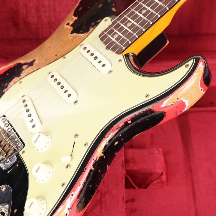 Fender Custom Shop 1959 Stratocaster Super Heavy Relic Faded Aged Black over Fiesta Red