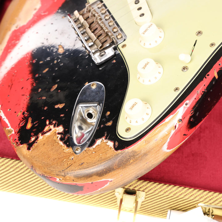 Fender Custom Shop 1959 Stratocaster Super Heavy Relic Faded Aged Black over Fiesta Red