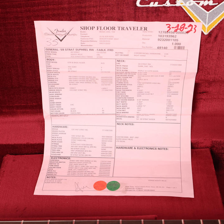 Fender Custom Shop 1959 Stratocaster Super Heavy Relic Faded Aged Black over Fiesta Red