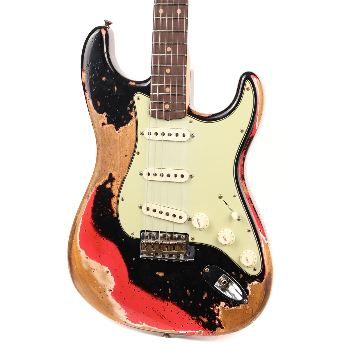 Fender Custom Shop 1959 Stratocaster Super Heavy Relic Faded Aged Black over Fiesta Red — 6