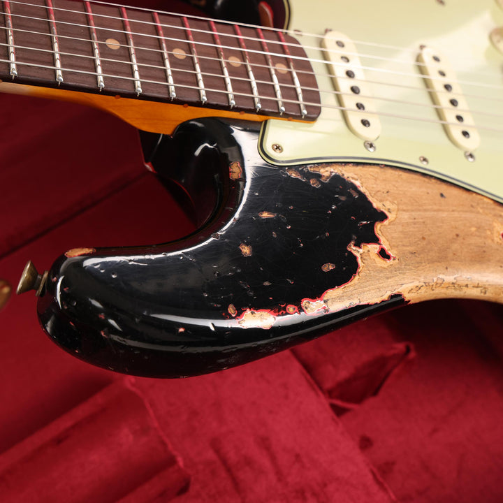 Fender Custom Shop 1959 Stratocaster Super Heavy Relic Faded Aged Black over Fiesta Red