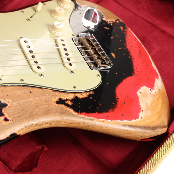 Fender Custom Shop 1959 Stratocaster Super Heavy Relic Faded Aged Black over Fiesta Red
