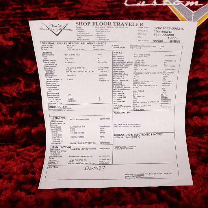 Fender Custom Shop Precision Bass Special Relic Aged Natural Masterbuilt David Brown