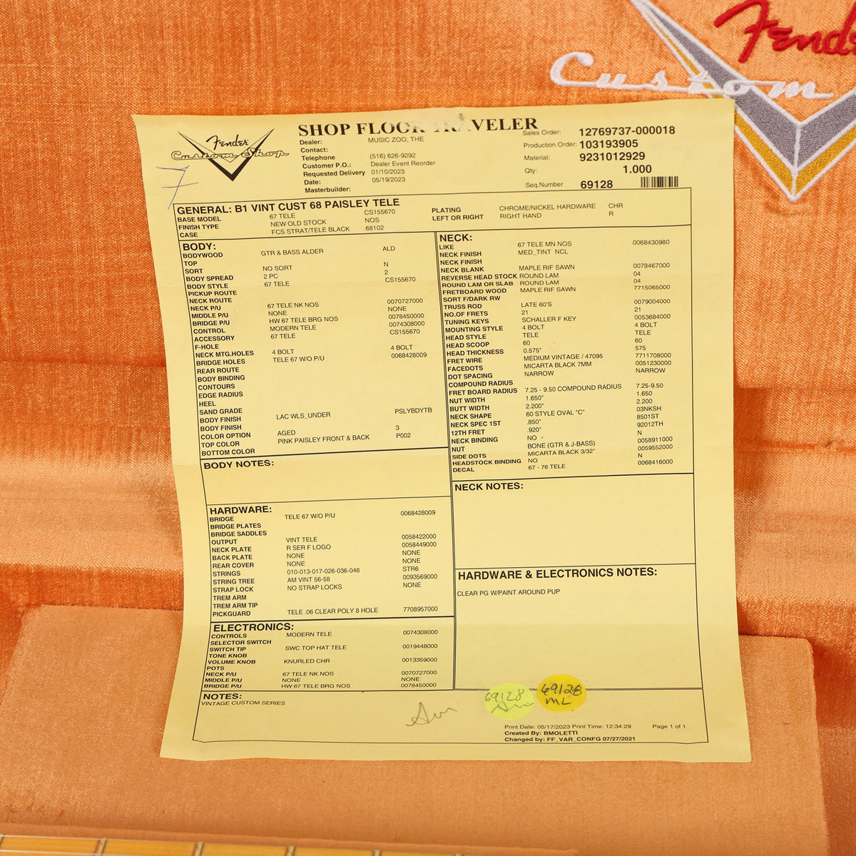 Fender Custom Shop Vintage Custom 1968 Paisley Telecaster — 8
