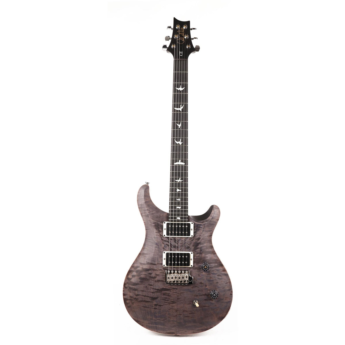 PRS Wood Library CE24 Satin Quilt Top Music Zoo Exclusive Faded Grey Black Purple Burst — 2