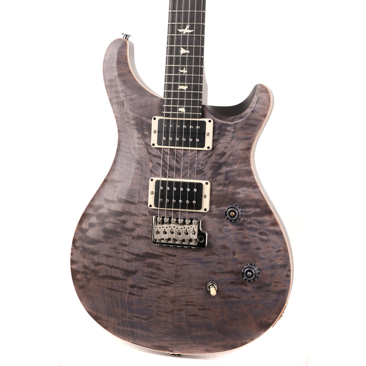 PRS Wood Library CE24 Satin Quilt Top Music Zoo Exclusive Faded Grey Black Purple Burst — 7