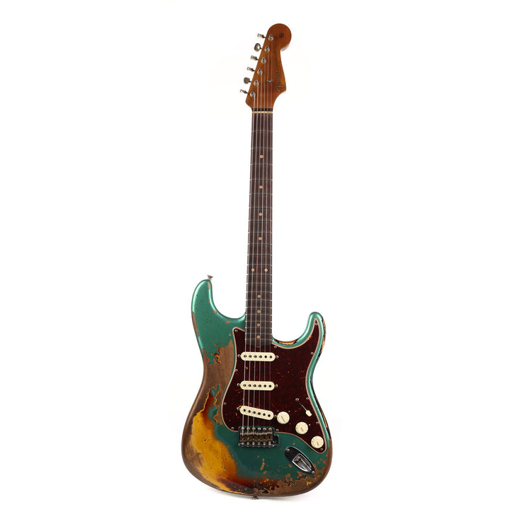 Fender Custom Shop 1961 Stratocaster Super Heavy Relic Faded Aged British Racing Green over 3-Color Sunburst