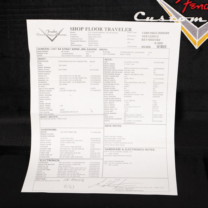 Fender Custom Shop Fat 1964 Stratocaster Aged Sherwood Metallic Brazilian Rosewood Masterbuilt Andy Hicks