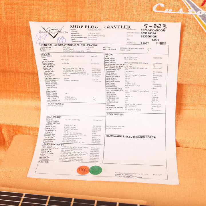 Fender Custom Shop 1961 Stratocaster Super Heavy Relic Faded Aged Vintage White 2023