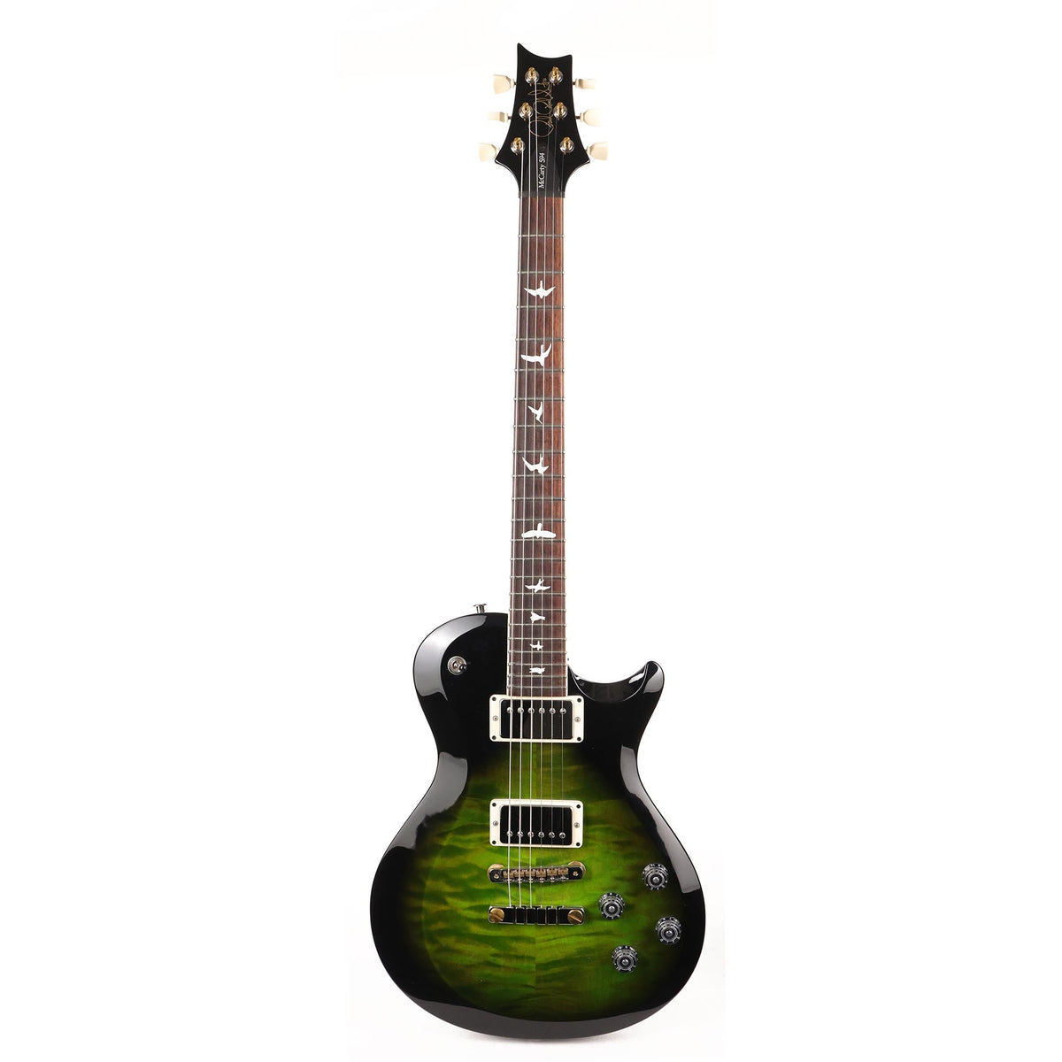 PRS S2 McCarty 594 Singlecut Quilt Top Music Zoo Exclusive Emerald Green with Black Wrap Burst — 2