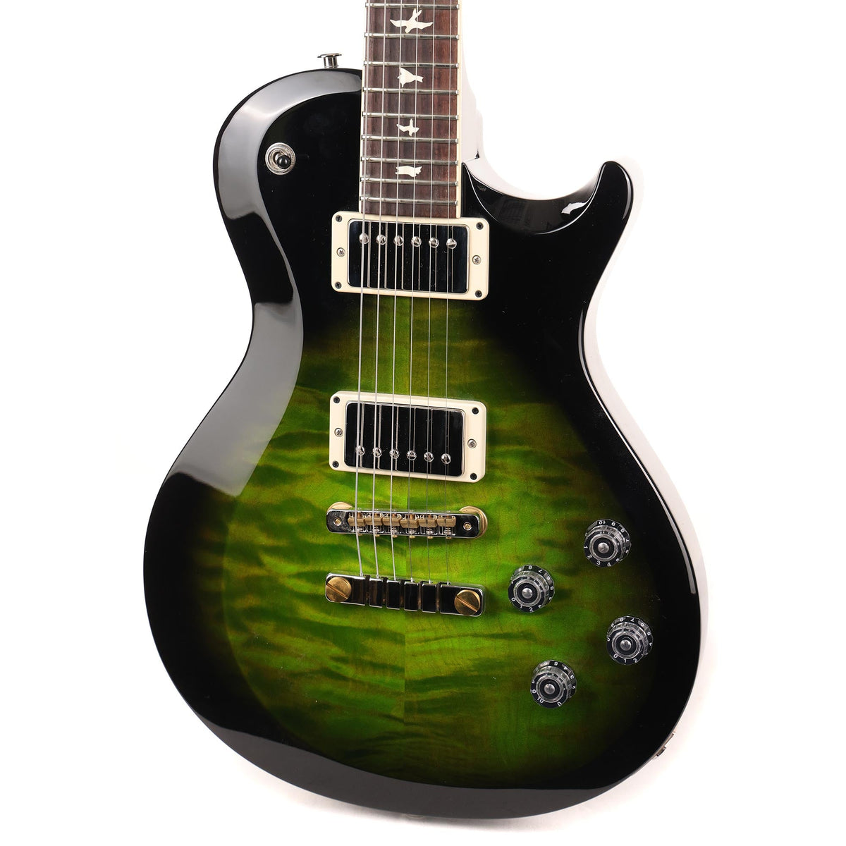 PRS S2 McCarty 594 Singlecut Quilt Top Music Zoo Exclusive Emerald Green with Black Wrap Burst — 7